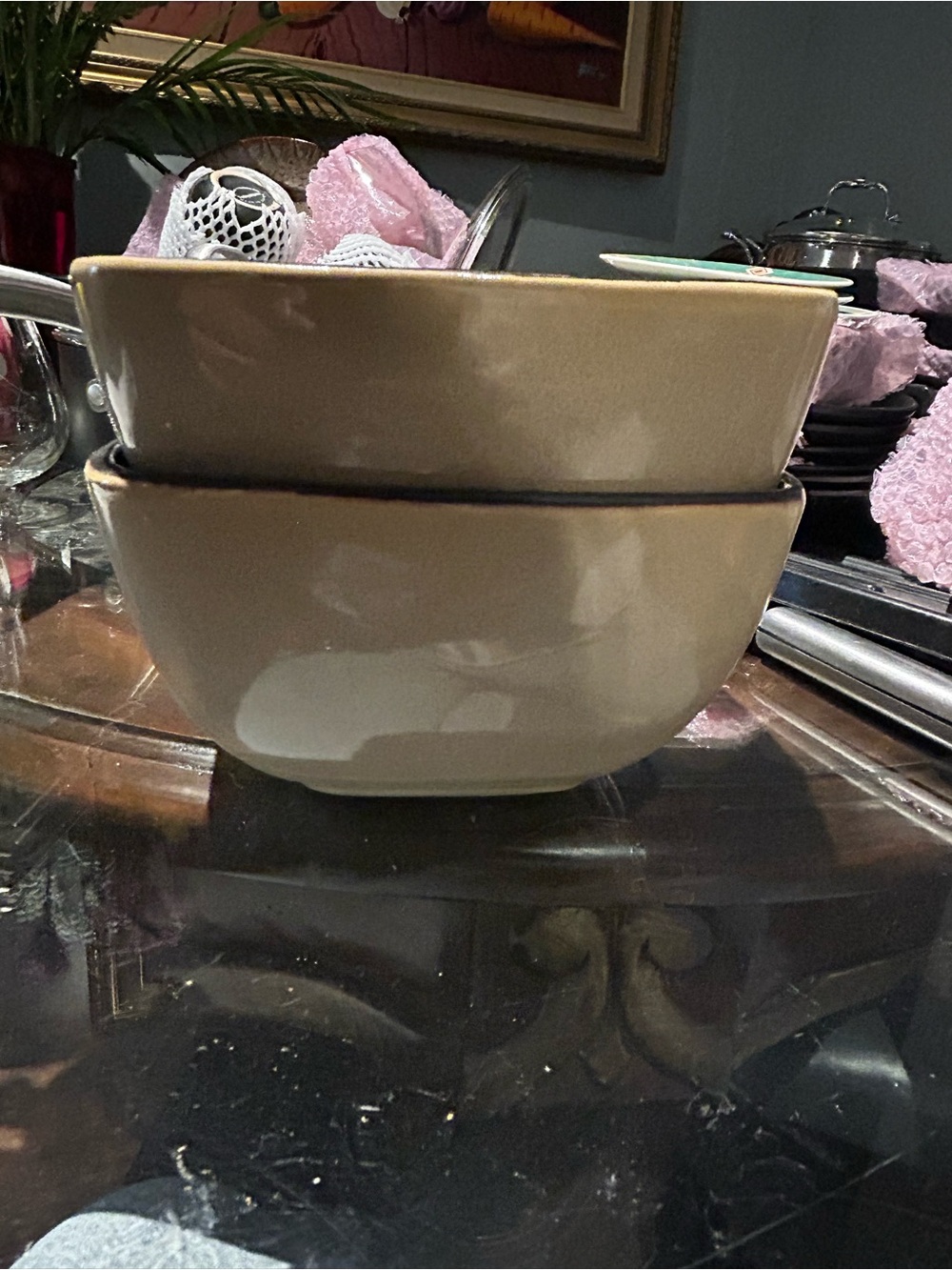 Neutral Cream Ceramic Serving Bowls - Set of 2
